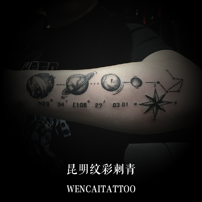 昆明蒋先生小臂星球纹身图案