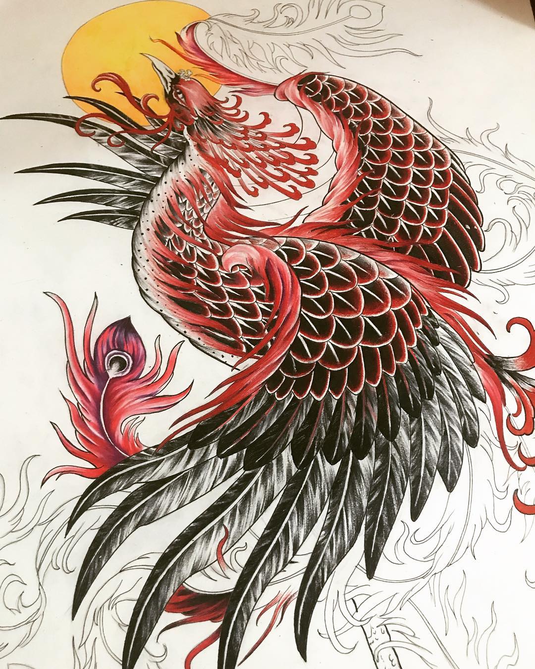 凤凰纹身手稿_上海纹身 上海纹身店 上海由龙纹身2号工作室